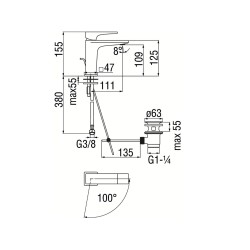 Single Lever Taps Washbasin Mixer Matt black washbasin mixer Nobili Seven SEE124118/1BM