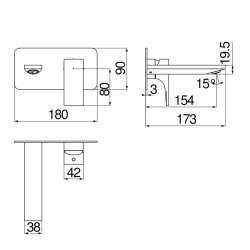 Rubinetti lavabo a parete Miscelatore lavabo a parete nero opaco con bocca da 15 cm Nobili Seven SE124198BM