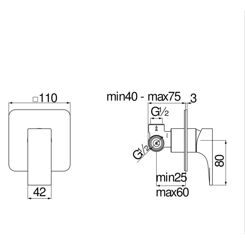 Built-in shower taps 1-way built-in shower mixer in chrome Nobili Seven SE124108CR