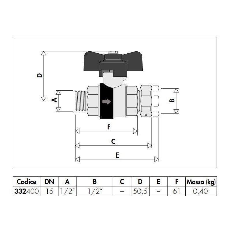 Ball valves BALLSTOP - Ball valve with built-in check valve Caleffi 332400