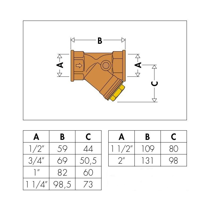 filters Oblique filter with female-female connections Caleffi 577