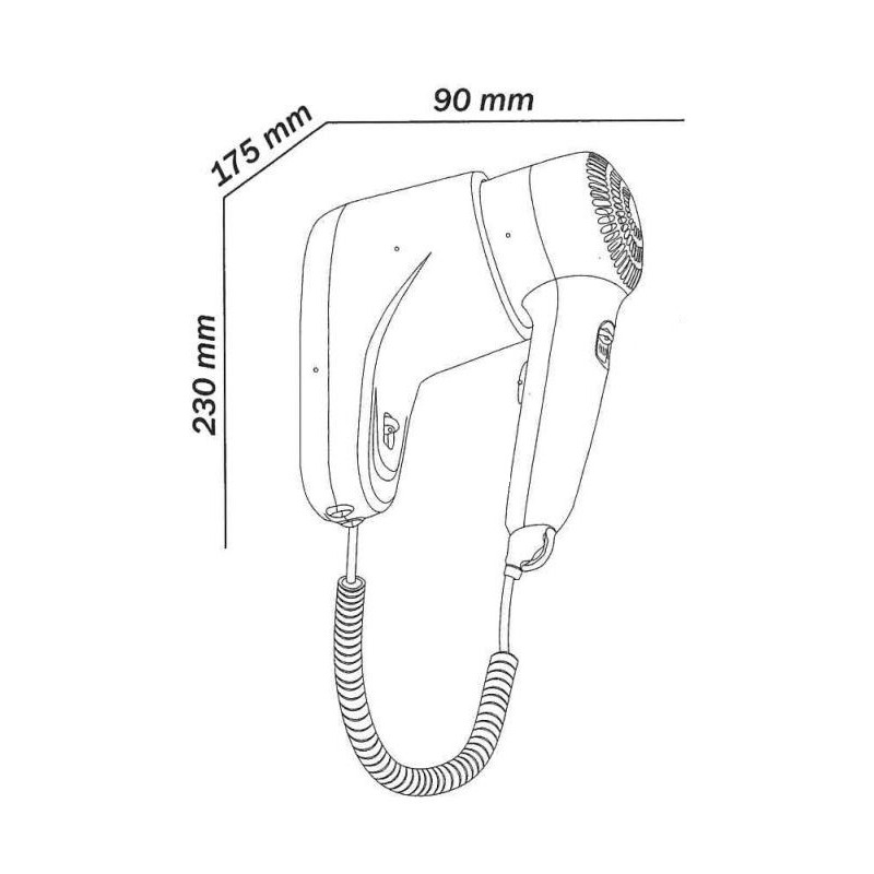 Zubehör für Umkleideräume Wand-Haartrockner mit -Druckknopfbedienung Tecom Smart Jet LFHD1F