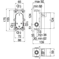 Built-in shower taps Built-in body for built-in shower with diverter Nobili WE81100