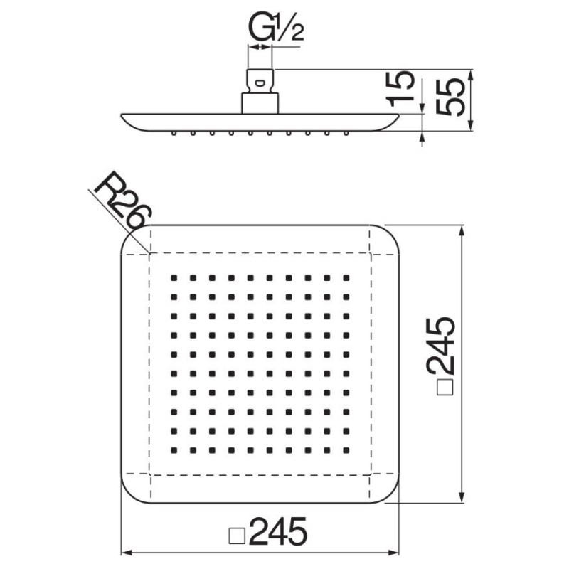 Quadratische Duschköpfe Quadratisches Modell 24x24 cm Antikalk-Duschkopf Nobili AD139/122CR