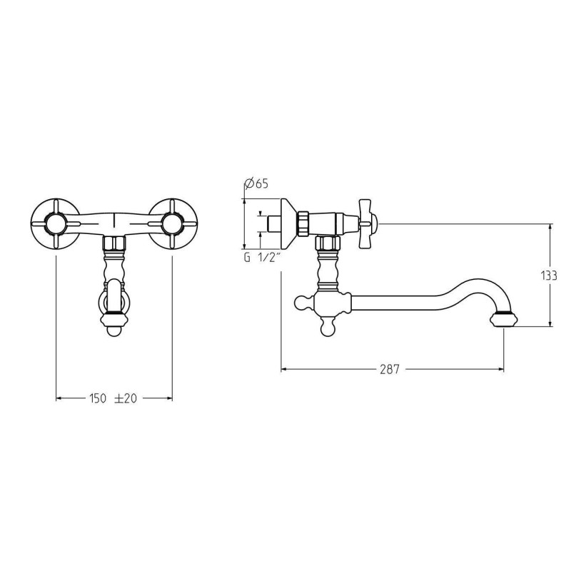 Wall-mounted kitchen taps Wall mounted kitchen tap in antique copper color Gattoni London 1705117R0