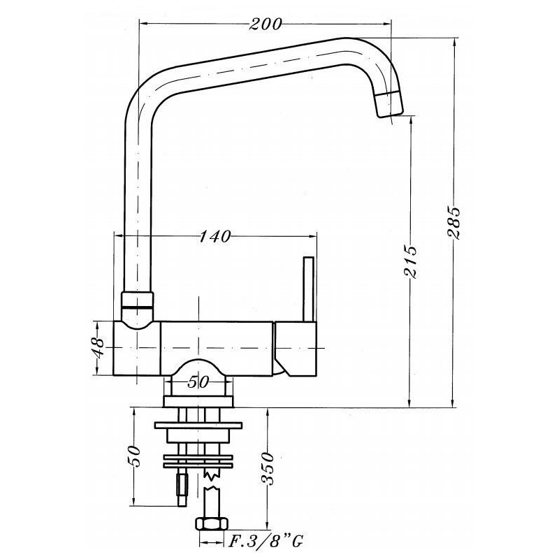 Küchenarmaturen für die Vorfenstermontage Unterfenster-Spültischmischer mit verstellbarem Auslauf Gioira&Redi Web 462