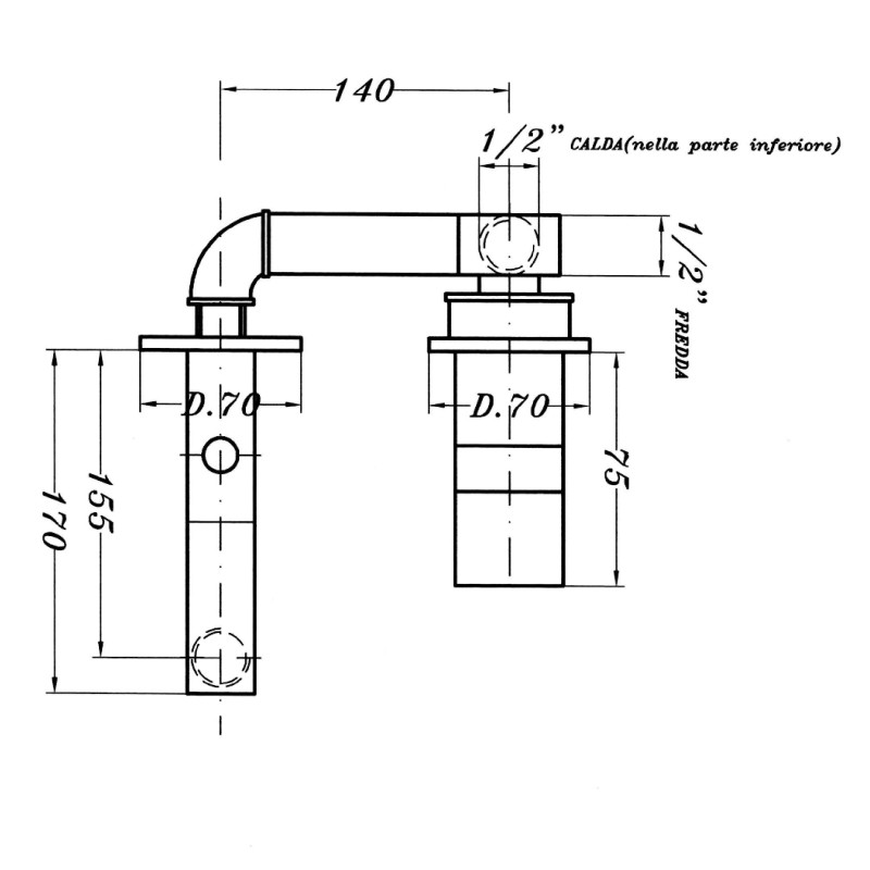 Thermostatic bath mixer Wall mounted thermostatic bath mixer with shower set Gioira&Redi Green 2002