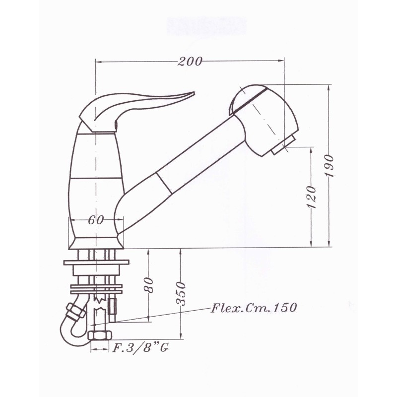 Kitchen taps with shower head Kitchen sink mixer with pull-out shower Gioira&Redi Retrò 610