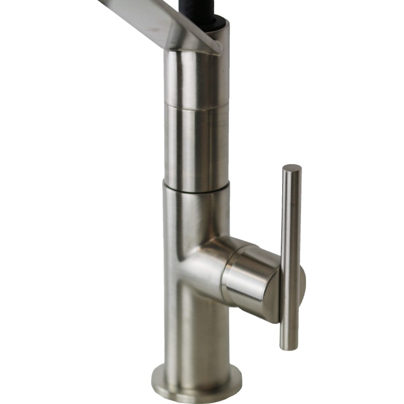 Kitchen taps with drop Kitchen sink mixer in brushed nickel color with 2-jet shower Gattoni Linea 34 0715/PCNS