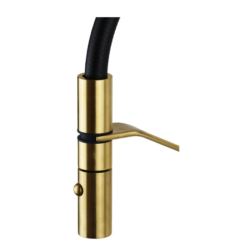 Kitchen taps with drop Kitchen sink mixer in brushed gold color with high adjustable spout Gattoni Linea 34 0715/PCSG