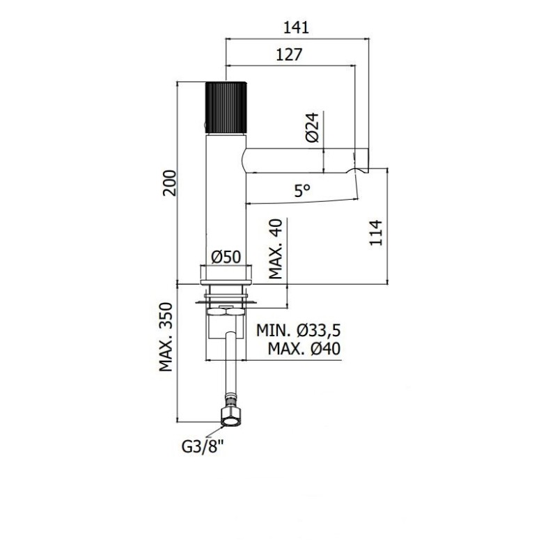 Grifos Lavabo Monomando Mezclador de lavabo de latón con caño alargado Paffoni Jo JO071CR