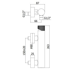 Aufputz Duscharmaturen Externer Brausemischer mit flexibler Wandhalterung Paffoni Jo JO168DCR