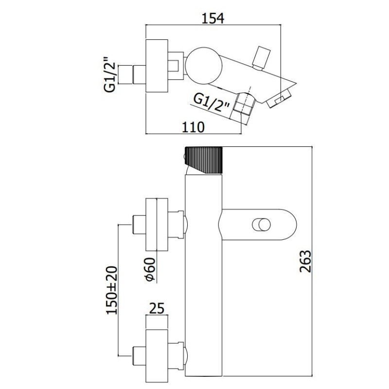 Grifos monomando bañera Mezclador de bañera de pared con soporte de ducha de pared articulado Paffoni Jo JO023CR