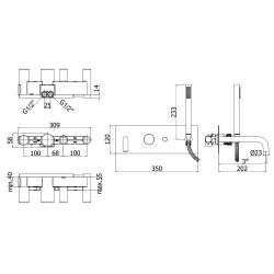 Single Lever Bathtub taps Built-in 2-way bath mixer with shower set and spout Paffoni Jo JO001CR