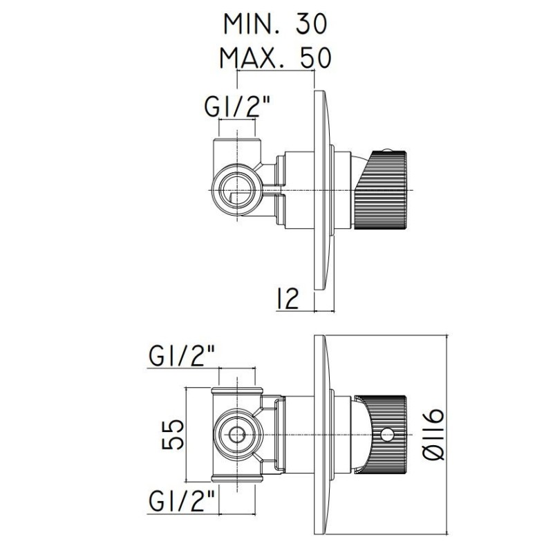 Built-in shower taps Built-in shower mixer with 1 outlet with plate Ø116 mm Paffoni Jo JO010CR