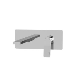 Rubinetti lavabo a parete Miscelatore lavabo a parete con piastra in acciaio inox bocca 15 cm Paffoni TILT TI104CR