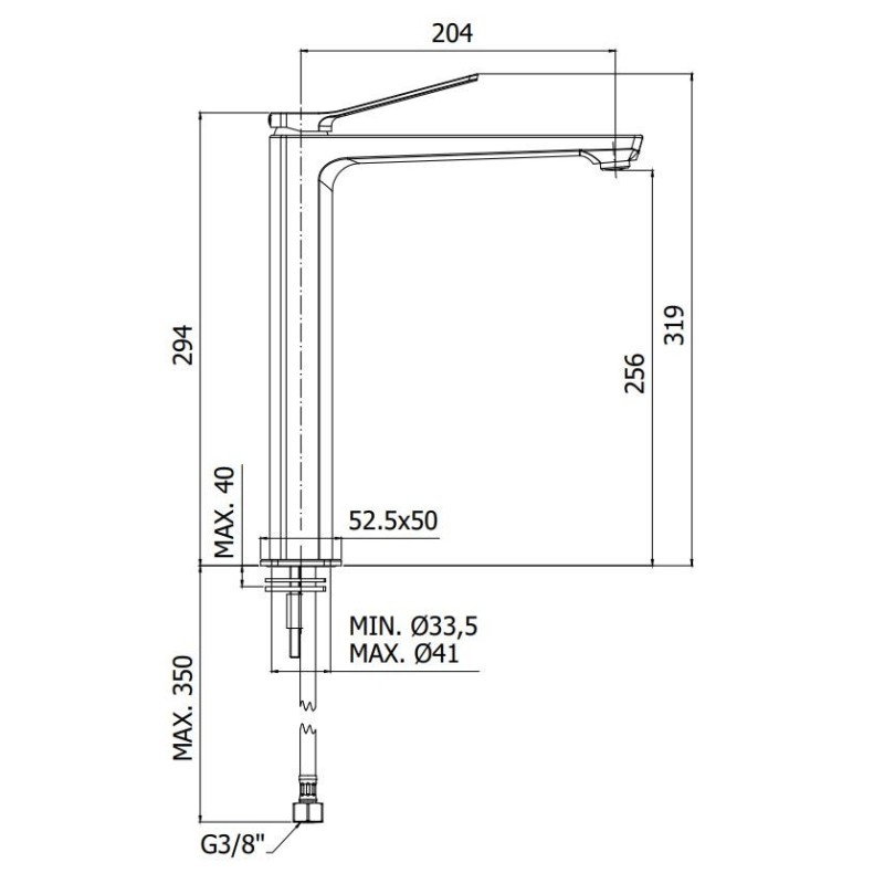 Robinets de lavabo avec le bassin Mitigeur hauteur 294 mm pour vasque cuvette couleur chrome Paffoni TILT TI081CR