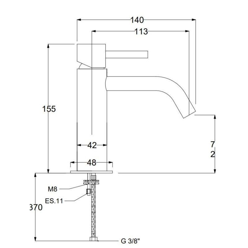 Single Lever Taps Washbasin Mixer Water green basin mixer with clic-clac waste 1"1/4 QD MagistroLab Curvy CU10017