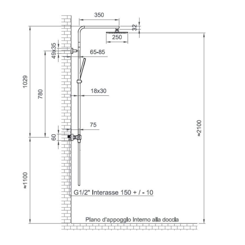 Colonnes de douche avec mélangeur Colonne de douche thermostatique en acier chromé Ercos Square BNCOLCQTRM0011