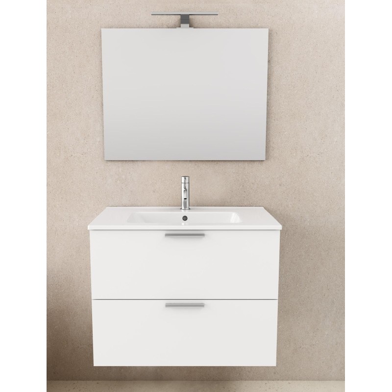 Meubles suspendus Meuble de salle de bain laqué blanc 80 cm Vitra MIASET80B