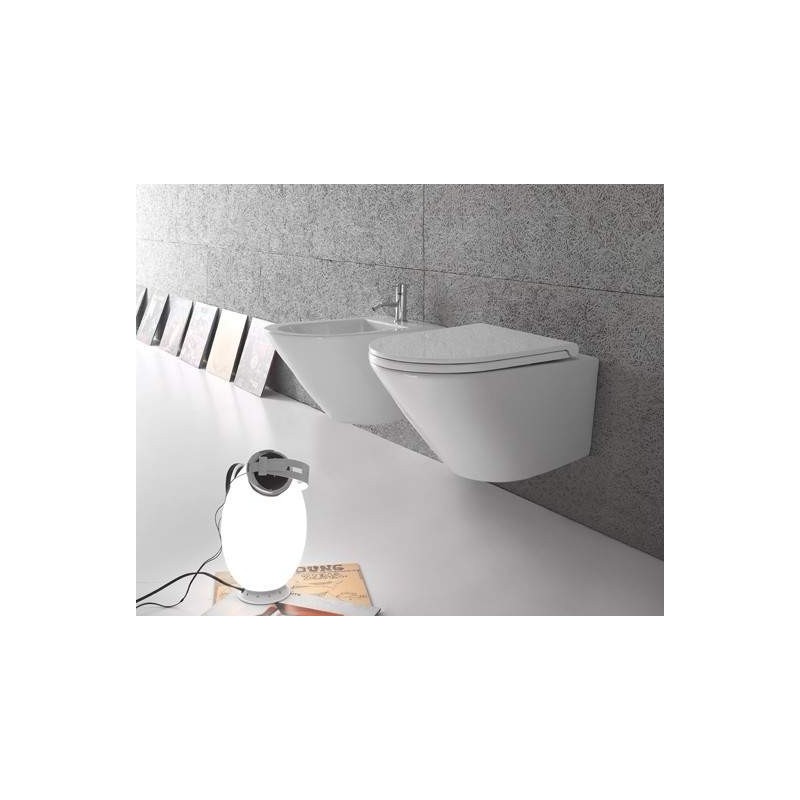 Set  Wc et Bidet Kit bidet suspendu et wc sans rebord 52x36 cm blanc brillant Globo Forty3 KITFORTY4BI