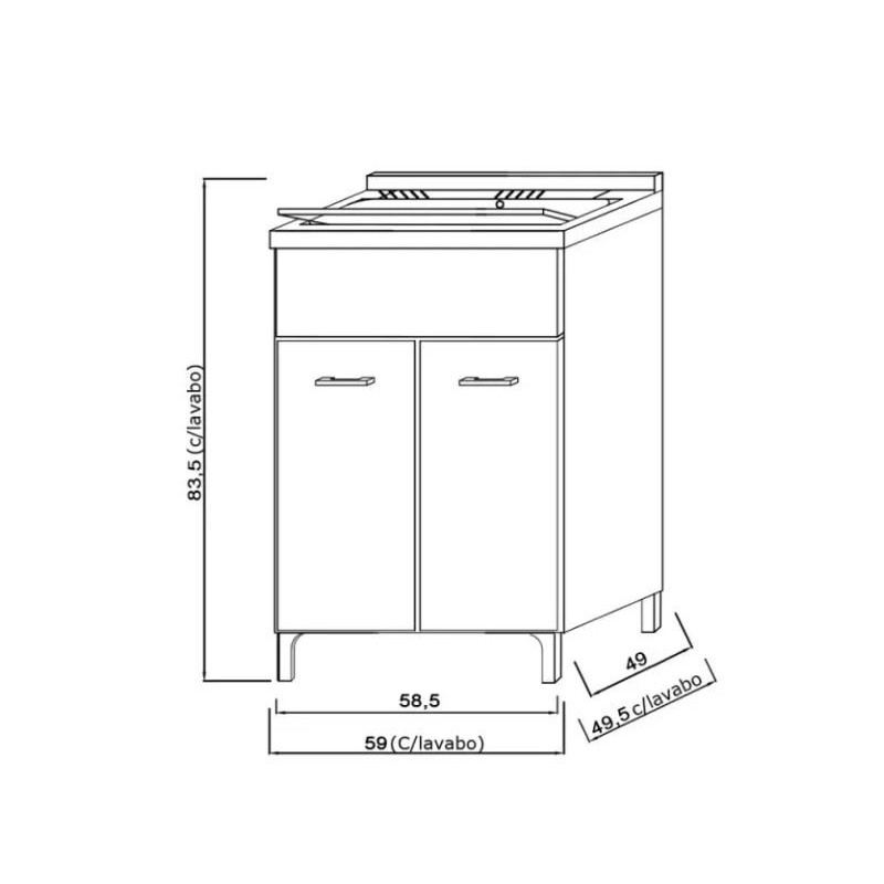 Laundry furnitures White washbasin cabinet with two doors 60 cm cm Feridras Stella 799040