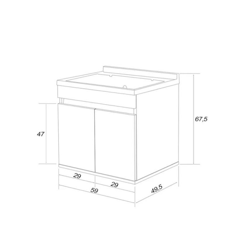 Muebles para lavandería Fregadero de 60 cm instalación suspendida color roble Feridras Fabula 801030