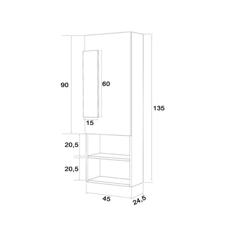 Muebles de baño suspendidos Composición baño 80 cm con un cajón y mueble alto Feridras Urban 804003