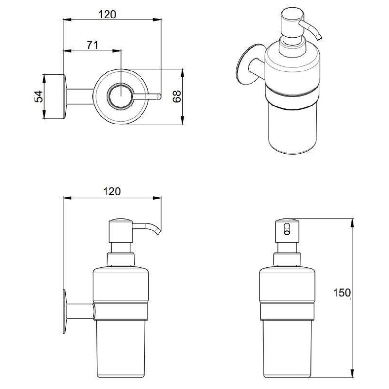 Dispensador de jabón Dispensador de jabón líquido con soporte de pared I crolla Venezia 16053CR