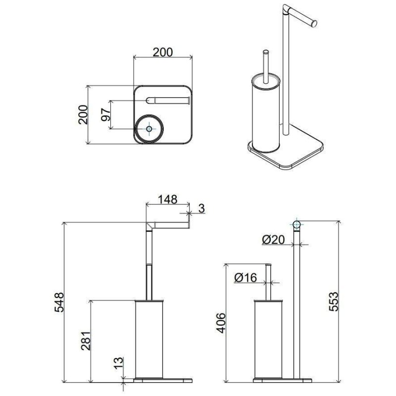 Set de accesorios de baño Conjunto de baño completo con toallero giratorio y lámpara de pie I Crolla Venezia KITVENEZIA4