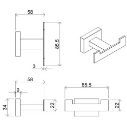 Set de accesorios de baño Conjunto de accesorios de baño con fijaciones incluidas I Crolla Zurigo KITZURIGO2