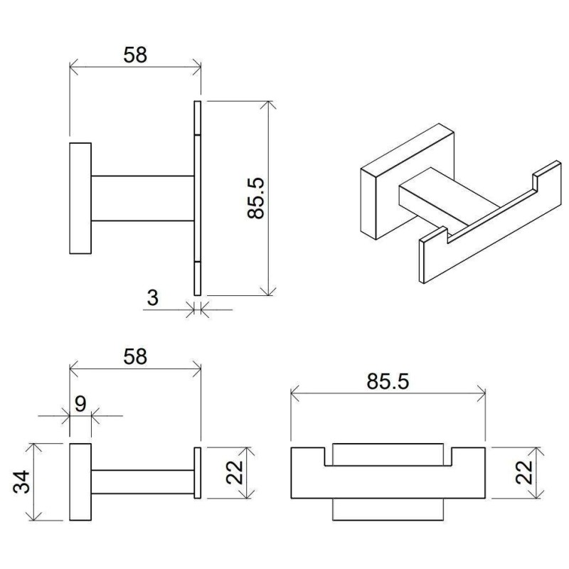 Ensemble d'accessoires de salle de bain Set d'accessoires de salle de bain avec fixations incluses I Crolla Zurigo KITZURIGO2