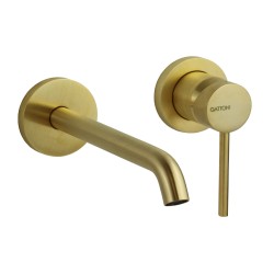 Juego de grifo de baño Conjunto mezclador de lavabo y bidé de pared en color oro cepillado Gattoni Easy KITEASYSG3