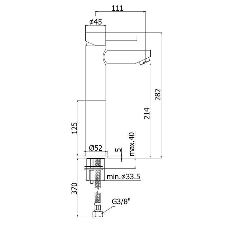 Grifos de lavabo palangana Mezclador de lavabo de cromo de caño alto Paffoni Stick SK071HCR120