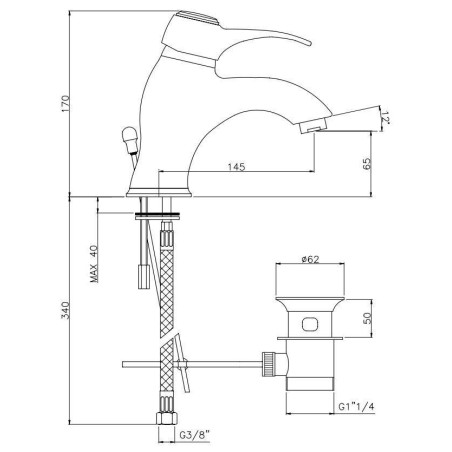 Miscelatore monocomando lavabo in ottone colore oro Gattoni Antigua 3441/ 34D0