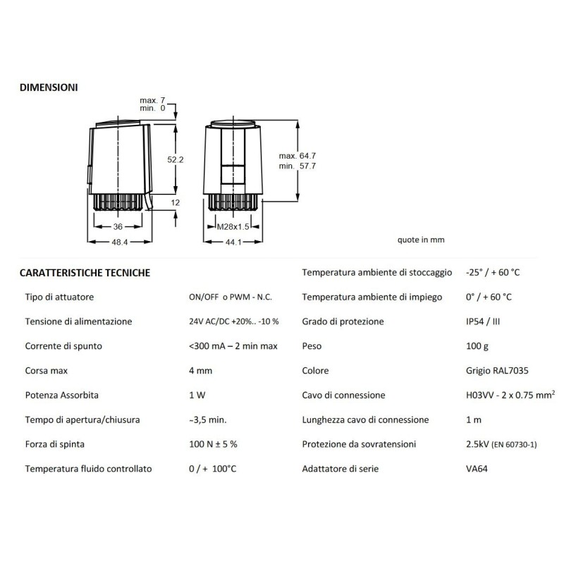 Testine elettrotermiche Comando termostatico per radiatori 230V Pettinaroli A542O4