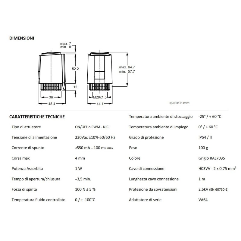 Testine elettrotermiche Comando termostatico per radiatori Pettinaroli A542O2