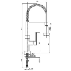 Robinets de cuisine avec ressort Mitigeur d'évier de cuisine avec douche professionnelle Paini Ovo 86CR557P