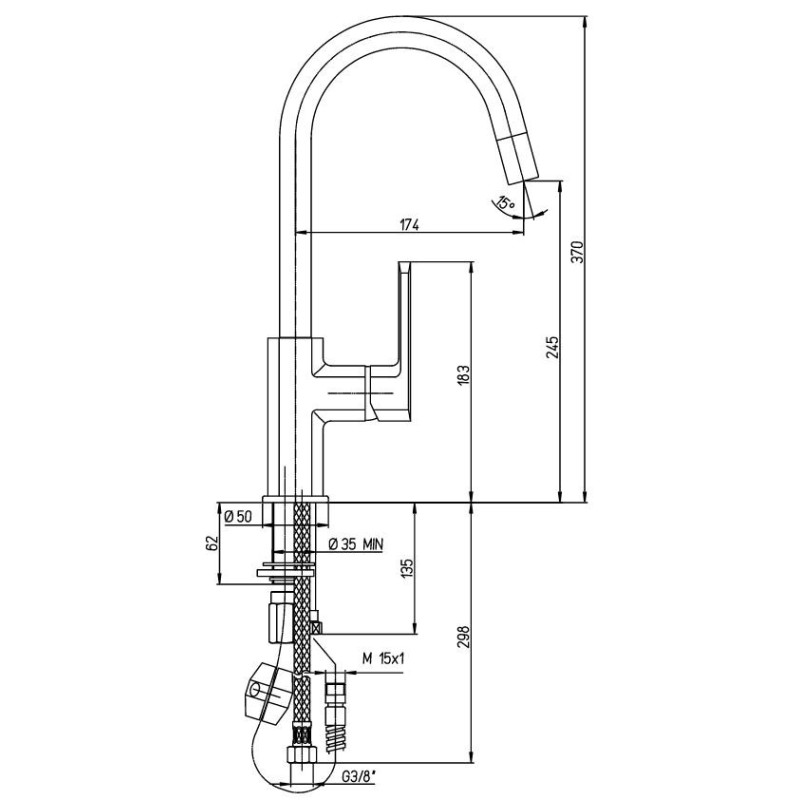 Kitchen taps with shower head Kitchen sink mixer with pull-out shower Paini Ovo 86CR591