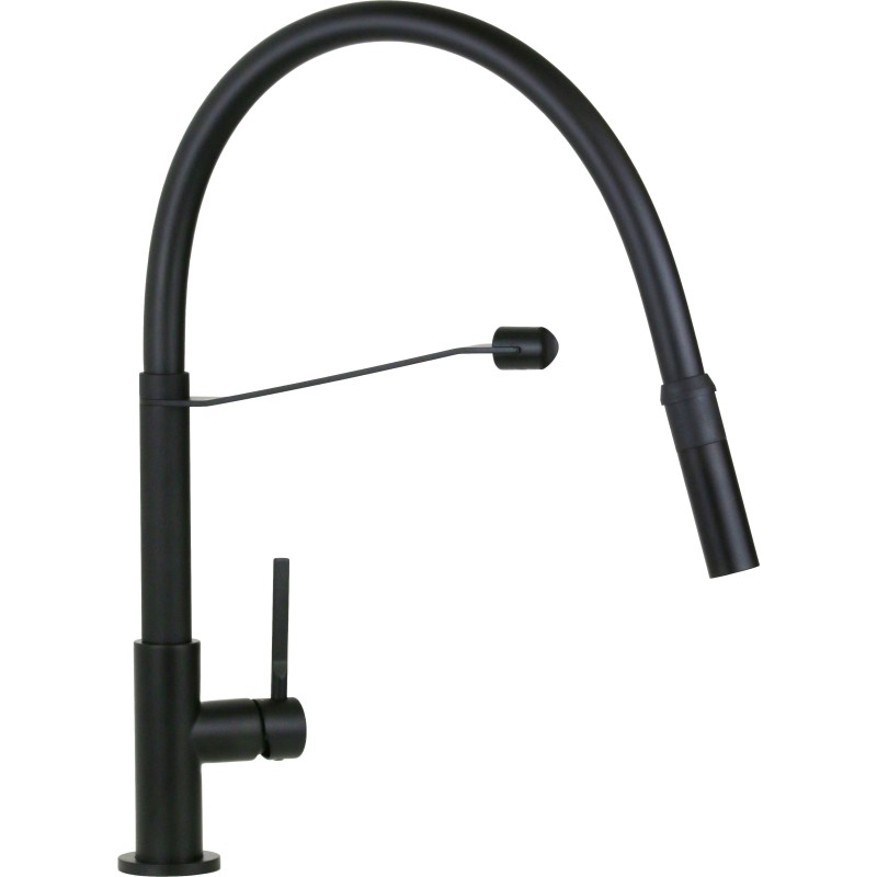 Kitchen taps with drop Kitchen sink mixer with pull-out shower in matt black Newform Maki 71850.01.093