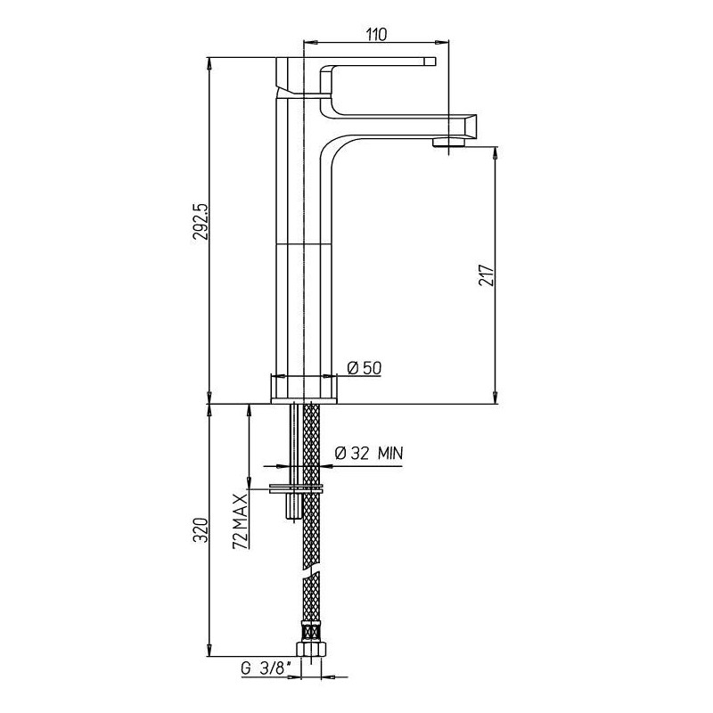 Armaturen für freistehende Waschschüsseln Hoher Mischer 292,5 mm für Waschbecken Paini Ovo 86CR205LL