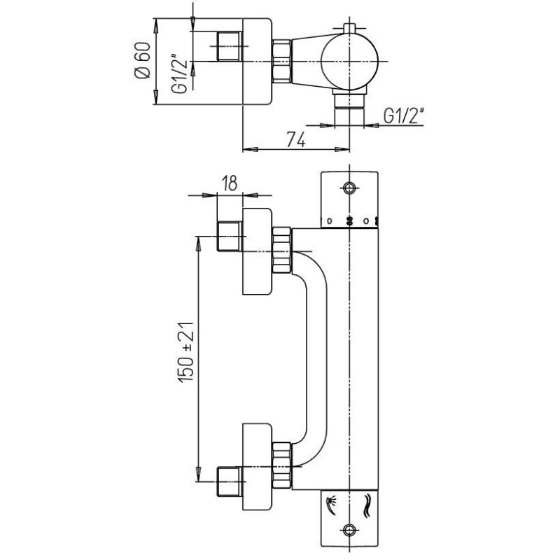 Robinets douche thermostatiques Mitigeur thermostatique douche Paini Cox 78CR511TH