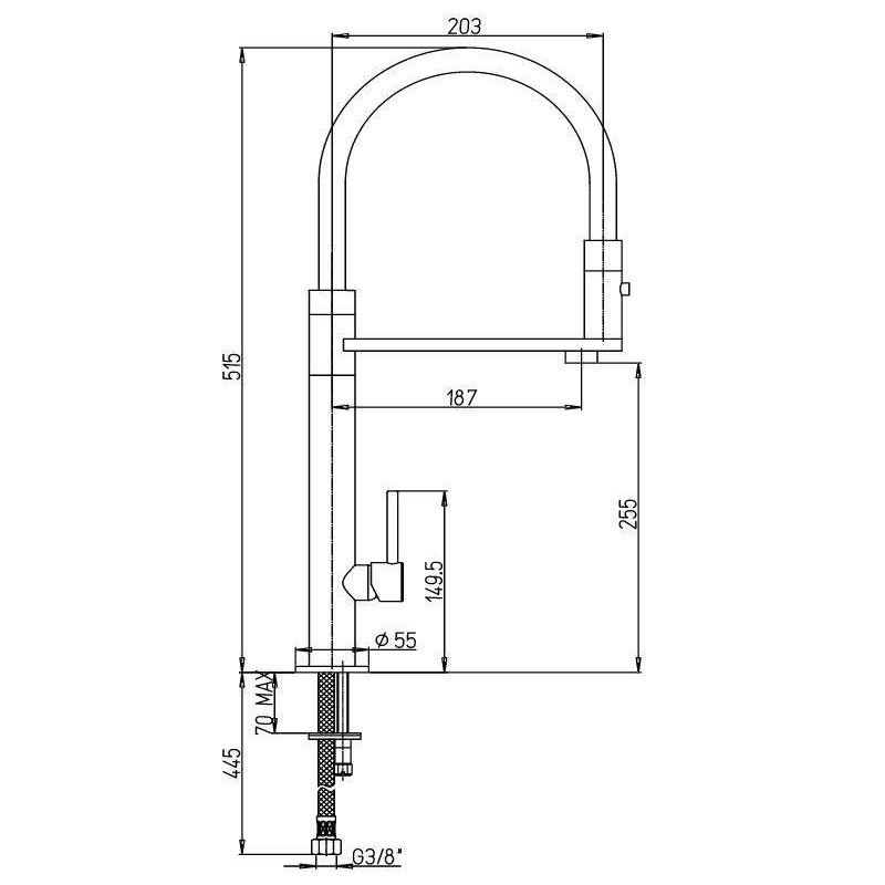 Kitchen taps with drop Kitchen sink mixer with black spring spout Paini Cox 78CR559YOSS