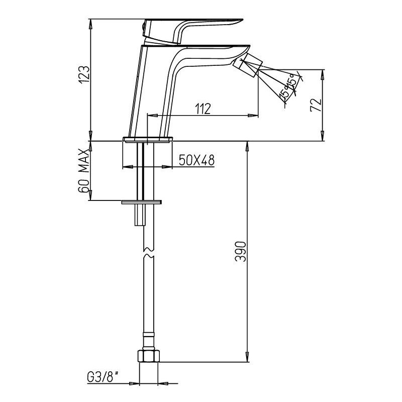 Single lever bidet taps Bidet mixer with adjustable aerator Paini Nove 09CR304