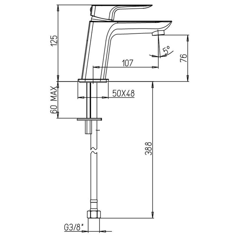 Grifos Lavabo Monomando Mezclador de lavabo con conexión flexible Paini Nove 09CR205