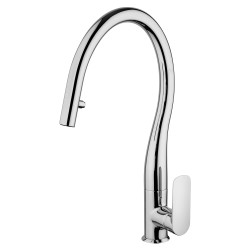 Robinets avec douche amovible Mitigeur d'évier de cuisine avec douchette extractible 2 jets Paini Nove 09CR591D