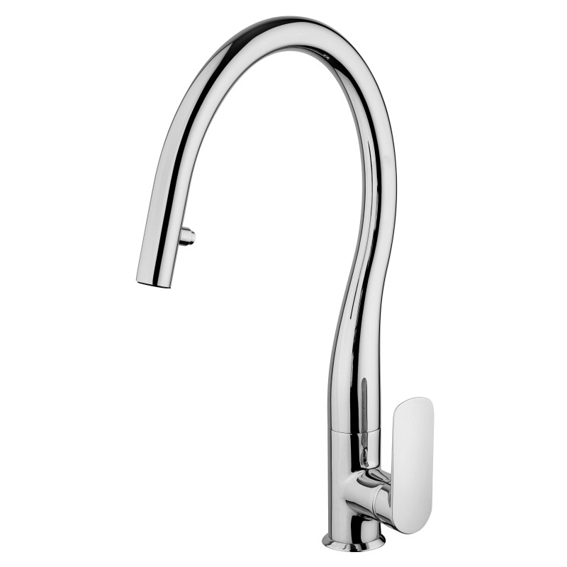 Kitchen taps with shower head Kitchen sink mixer with 2-jet pull-out hand shower Paini Nove 09CR591D