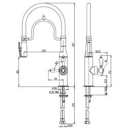 Kitchen taps with drop Kitchen sink mixer with black bubble spout Paini Kitchen 64CT557PZB