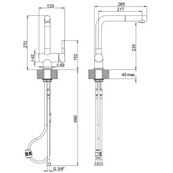 Grifo cocina con ducha extraíble Mezclador de fregadero de acero inoxidable con ducha Paini Inox IXA1566L2