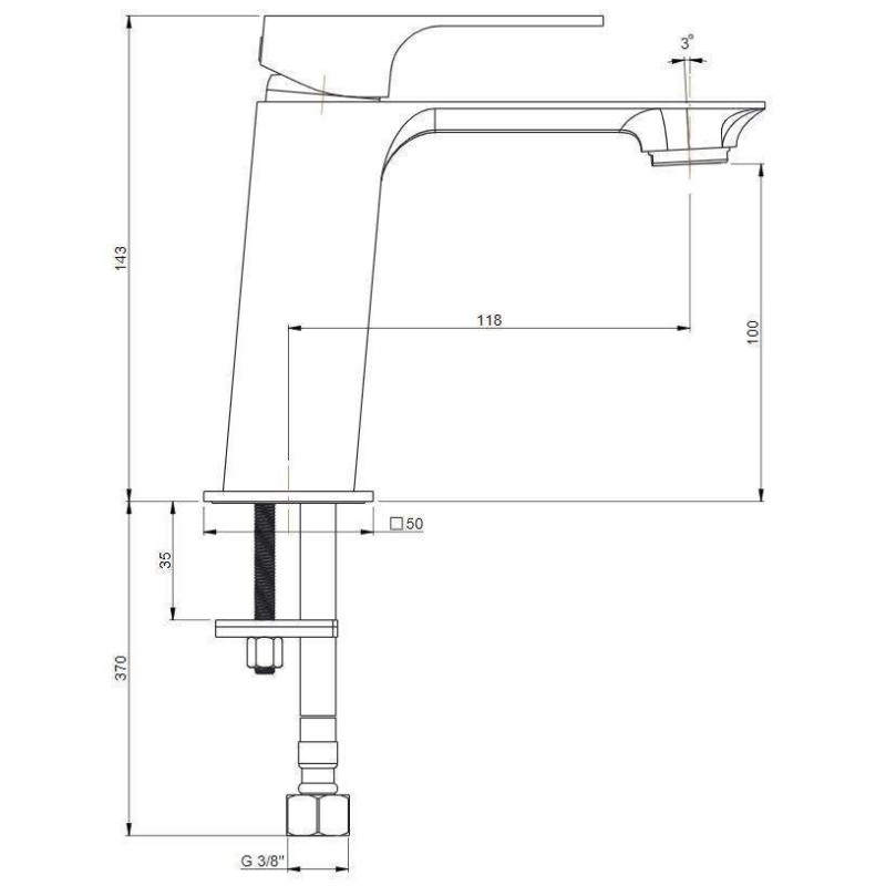 Grifos Lavabo Monomando Mezclador de lavabo sin desagüe en latón negro mate Paini Venti V2YO205TC